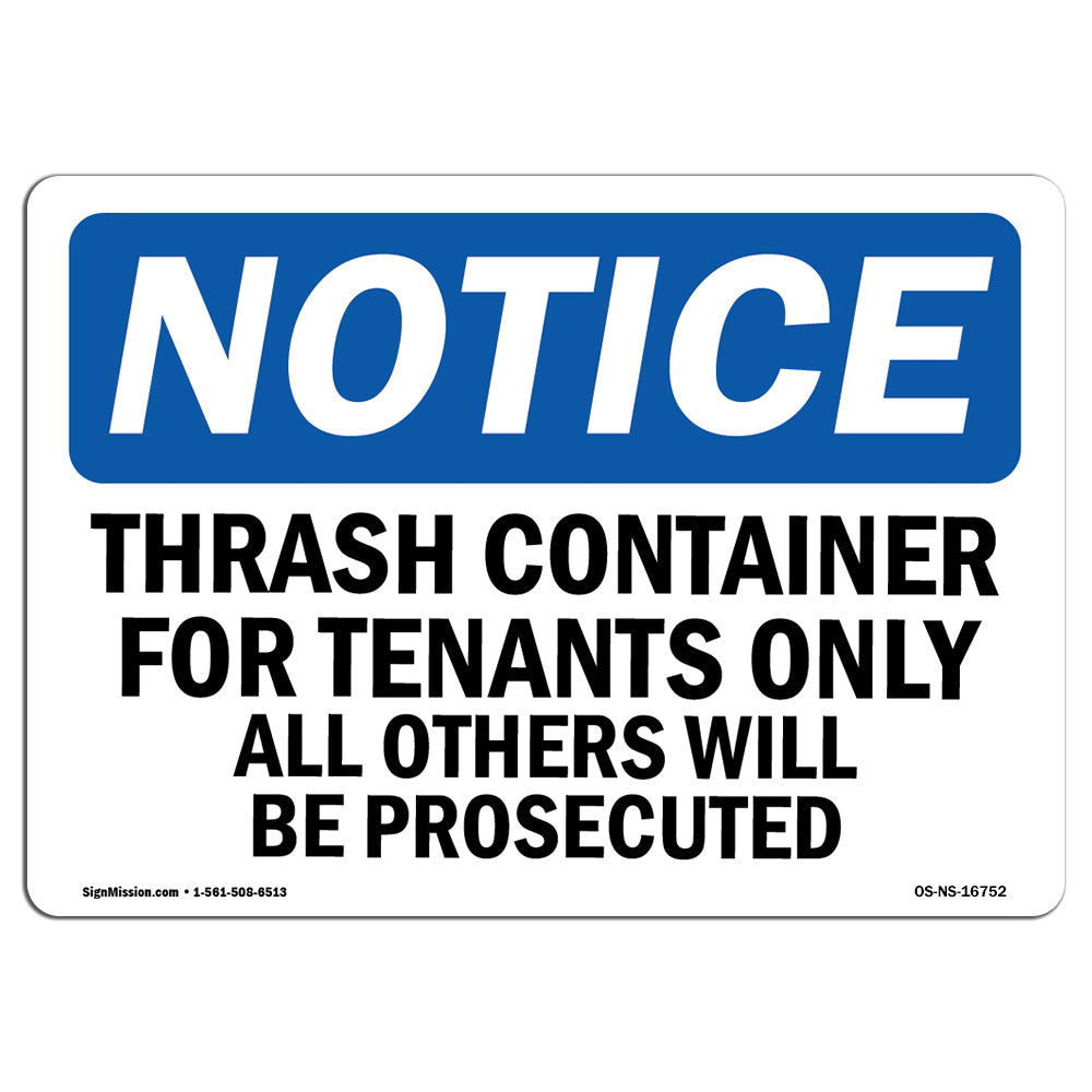 NOTICE Trash Container Tenants Others Prosecuted