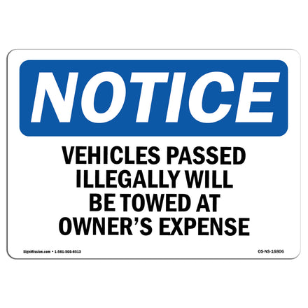 NOTICE Vehicles Will Be Towed