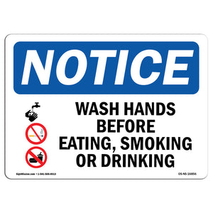 NOTICE Wash Hands Before Eating, Smoking Drinking