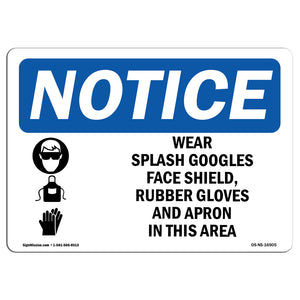 NOTICE Wear Splash Goggles Shield Gloves Apron