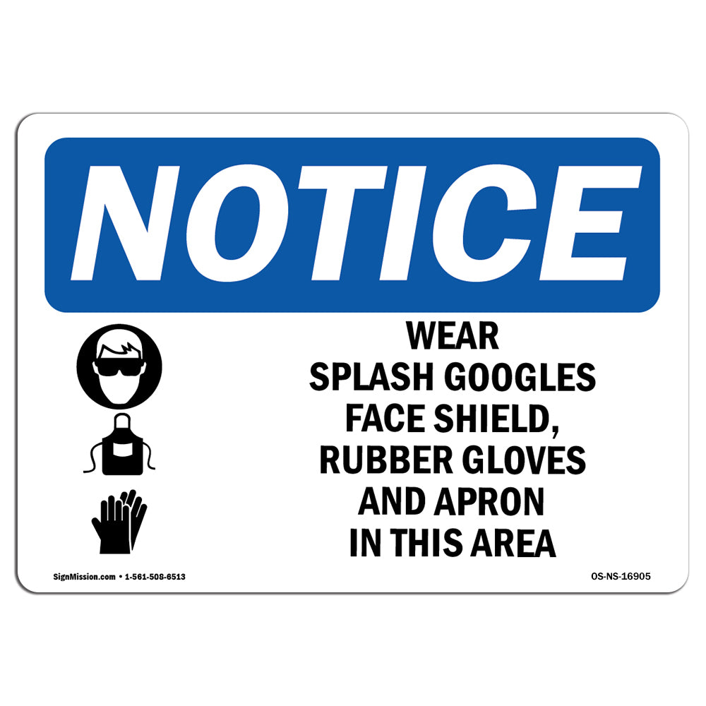 NOTICE Wear Splash Goggles Shield Gloves Apron