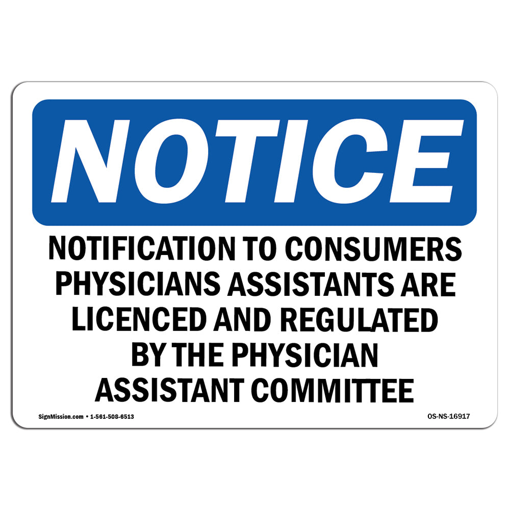 Notification To Consumers Physician Assistants