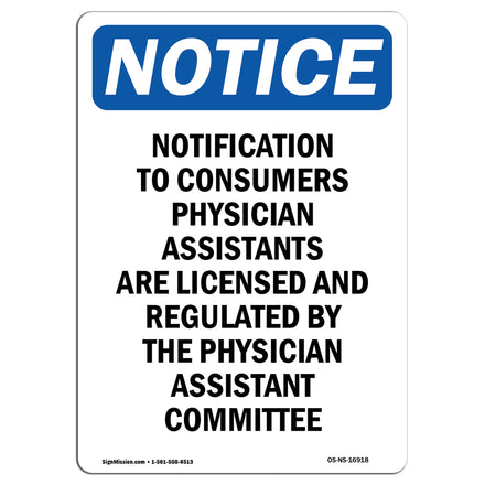 Notification To Consumers Physician Assistants