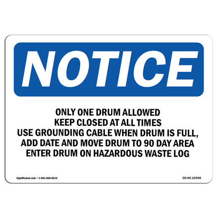 Only One Drum Allowed Keep Closed At All