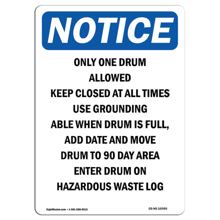 Only One Drum Allowed Keep Closed At All