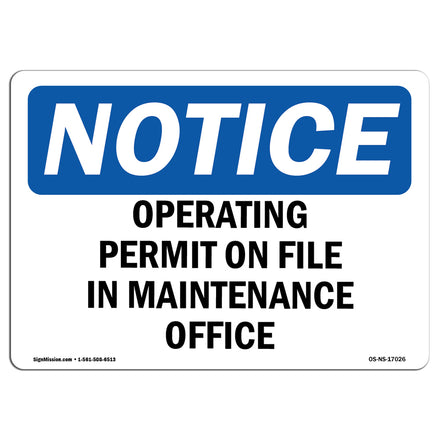 Operating Permit On File In Maintenance Office