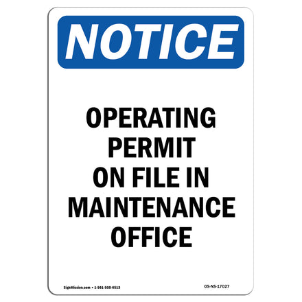 Operating Permit On File In Maintenance Office