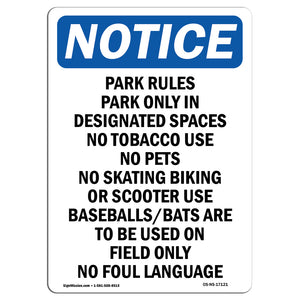 Park Rules Park Only In Designated