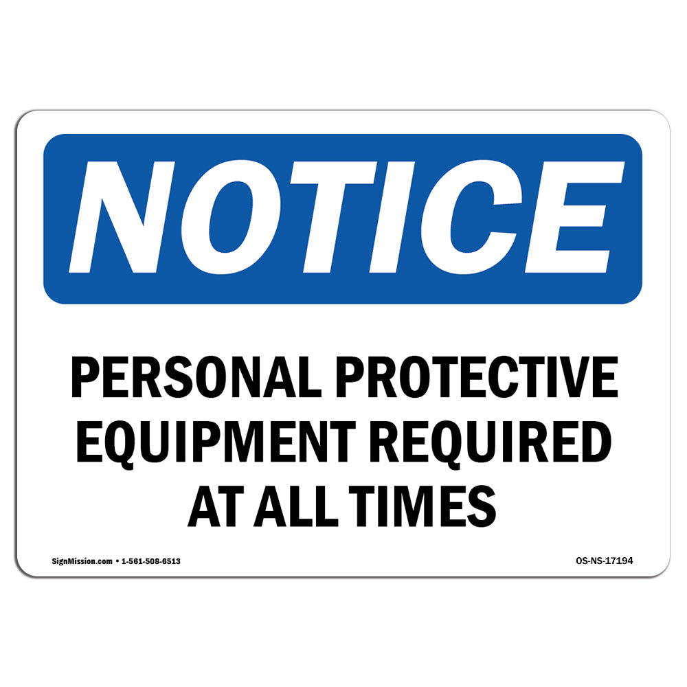 Personal Protective Equipment Required At