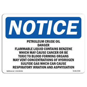 Petroleum Crude Oil Danger Flammable Liquid Sign