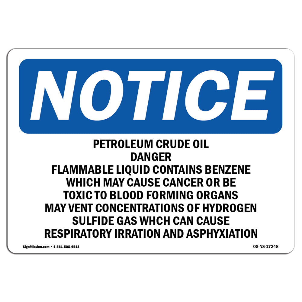 Petroleum Crude Oil Danger Flammable Liquid Sign