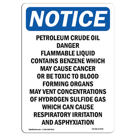 Petroleum Crude Oil Danger Flammable Liquid Sign