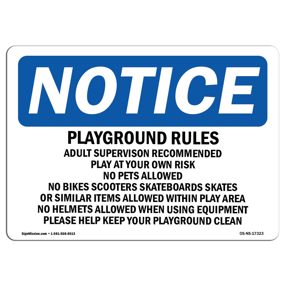 Playground Rules Adult Supervision Recommended