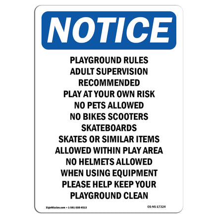 Playground Rules Adult Supervision Recommended