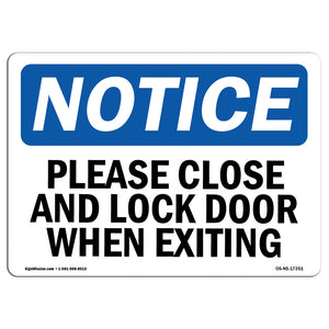 Please Close And Lock Door When Exiting