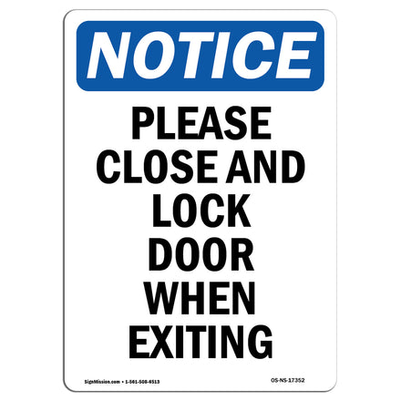 Please Close And Lock Door When Exiting