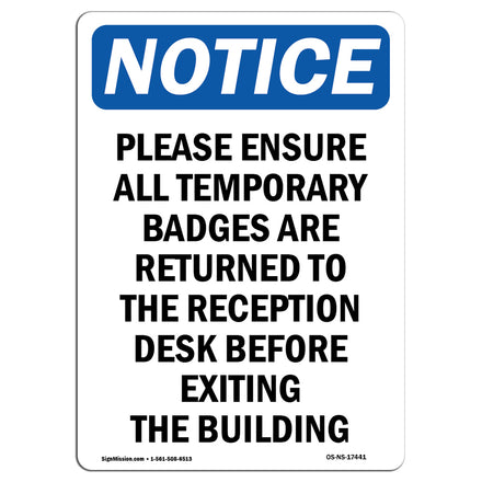 Please Ensure All Temporary Badges Are Returned