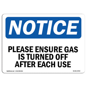 Please Ensure Gas Is Turned Off After Each Use