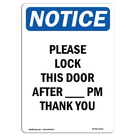 Please Lock This Door After ____ Pm Thank You