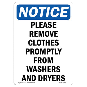 Please Remove Clothes Promptly From Washers