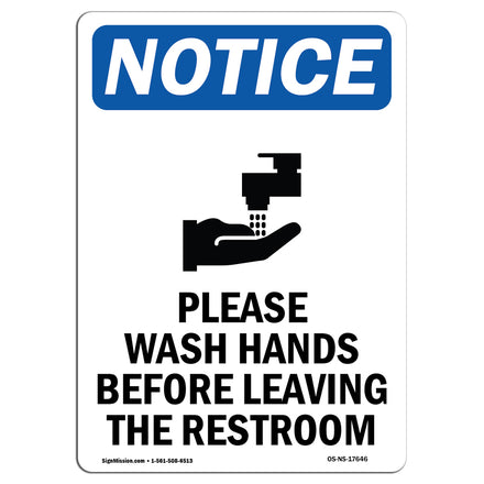 NOTICE Please Wash Hands Before Leaving Restroom