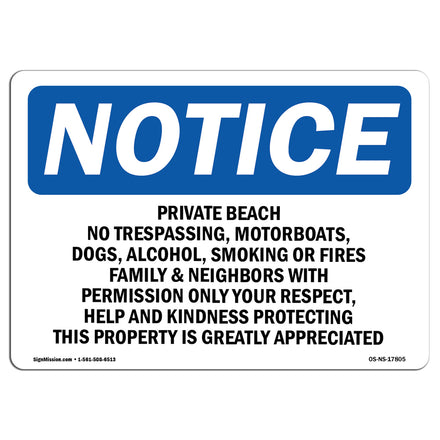 Private Beach No Trespassing, Motorboats,