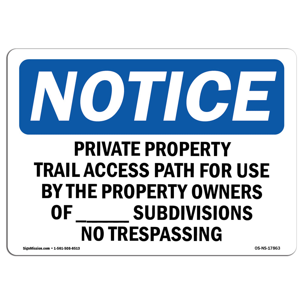 Private Property Trail Access Path For Use