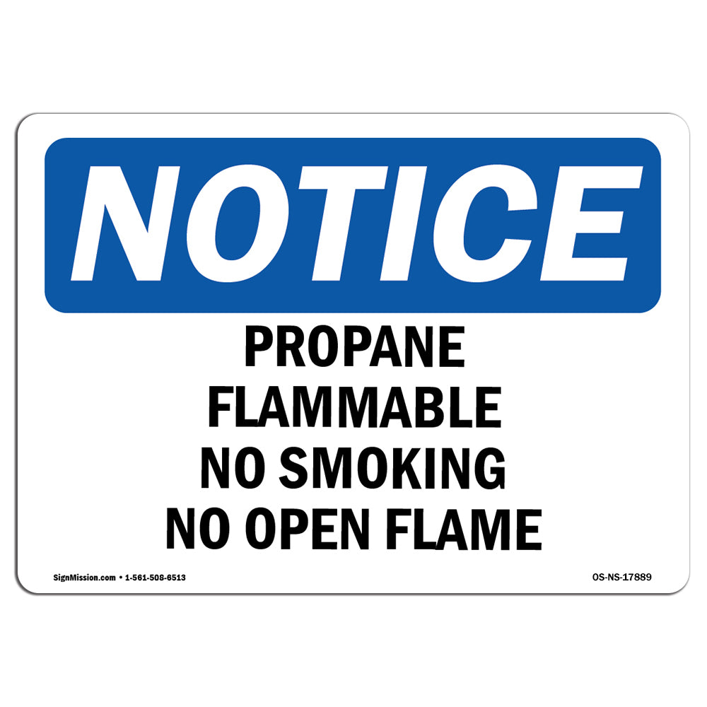 Propane Flammable No Smoking No Open Flame Sign