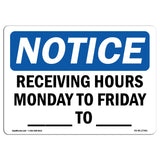 Receiving Hours Monday To Friday ____ To ____