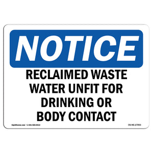 Reclaimed Waste Water Unfit For Drinking