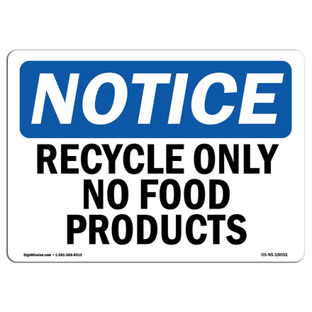 Recycle Only No Food Products