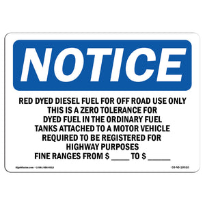 Red Dyed Diesel Fuel For Off Road Use Only