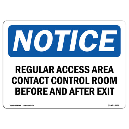 Regulated Access Area Contact Control Room