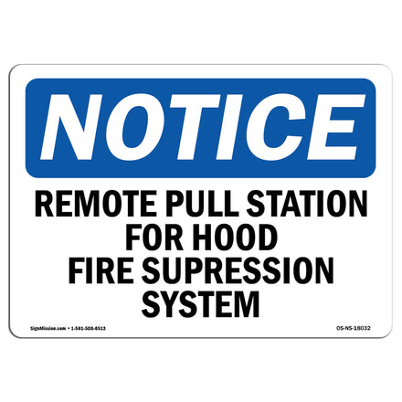 Remote Pull Station For Hood Fire Suppression Sign