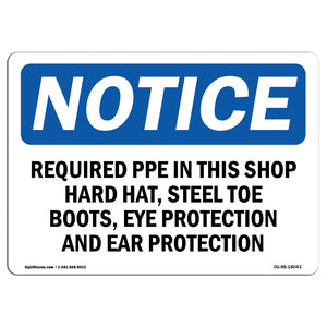 Required PPE In This Shop Hard Hat, Steel