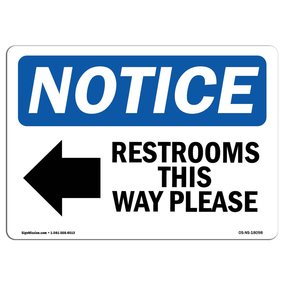 Restrooms This Way Please [Left Arrow]