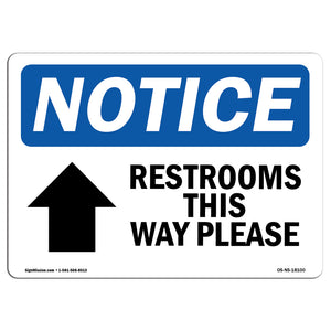 Restrooms This Way Please [Up Arrow]