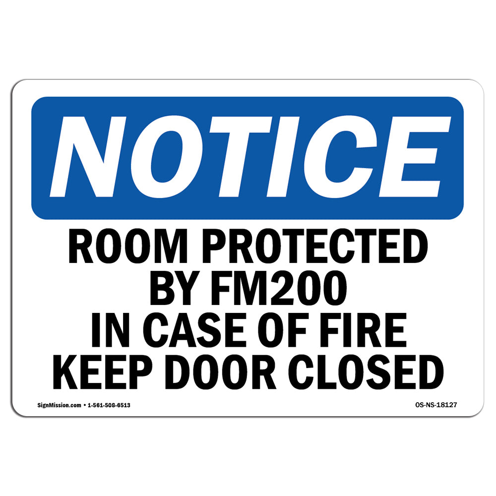Room Protected By Fm200 In Case Of Fire Sign