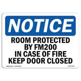 Room Protected By Fm200 In Case Of Fire Sign