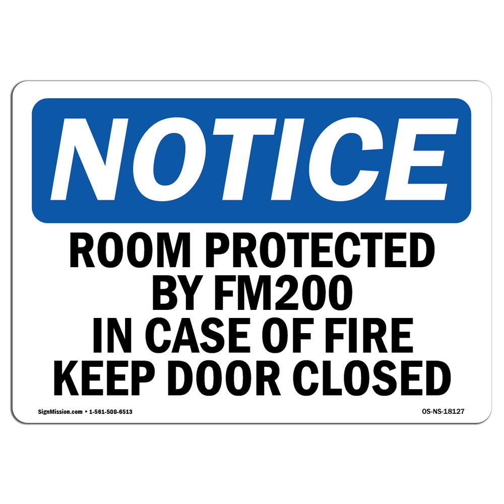 Room Protected By Fm200 In Case Of Fire Sign