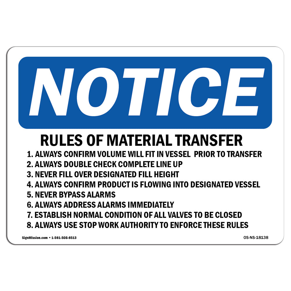 Rules Of Material Transfer 1. Always Confirm