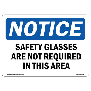 Safety Glasses Are Not Required In This Area