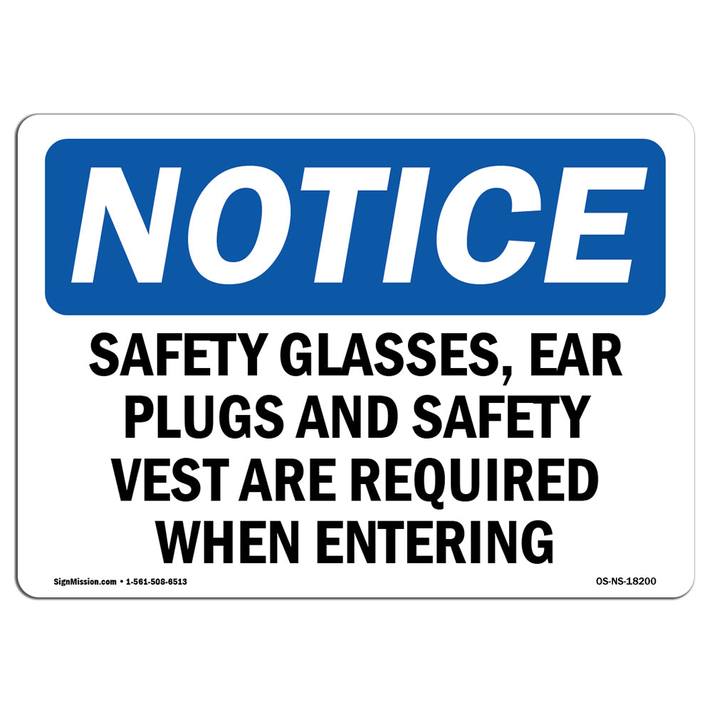 Safety Glasses, Ear Plugs And Safety Vest