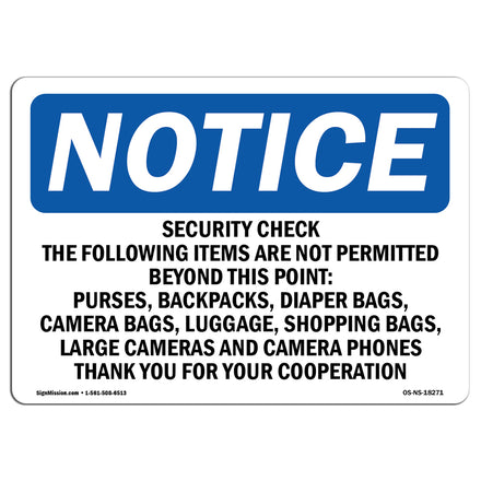 Security Check The Following Items Are Not