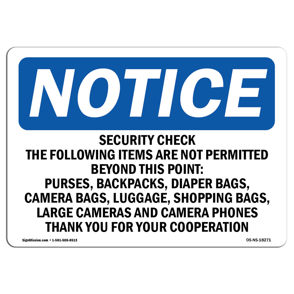 Security Check The Following Items Are Not