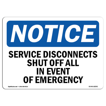 Service Disconnects Shut Off All In Event Sign