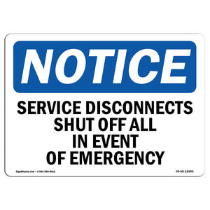 Service Disconnects Shut Off All In Event Sign