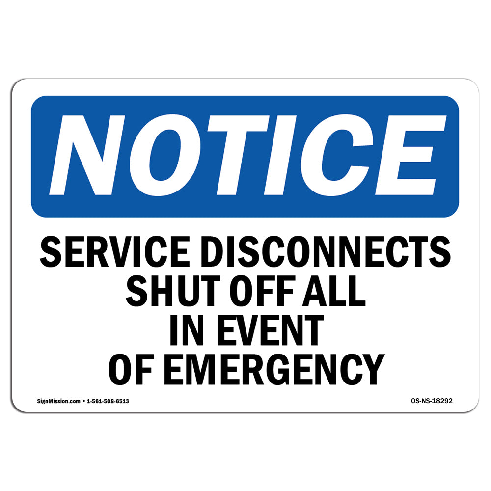 Service Disconnects Shut Off All In Event Sign