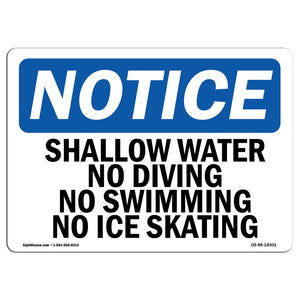 Shallow Water No Diving No Swimming No Ice Skating