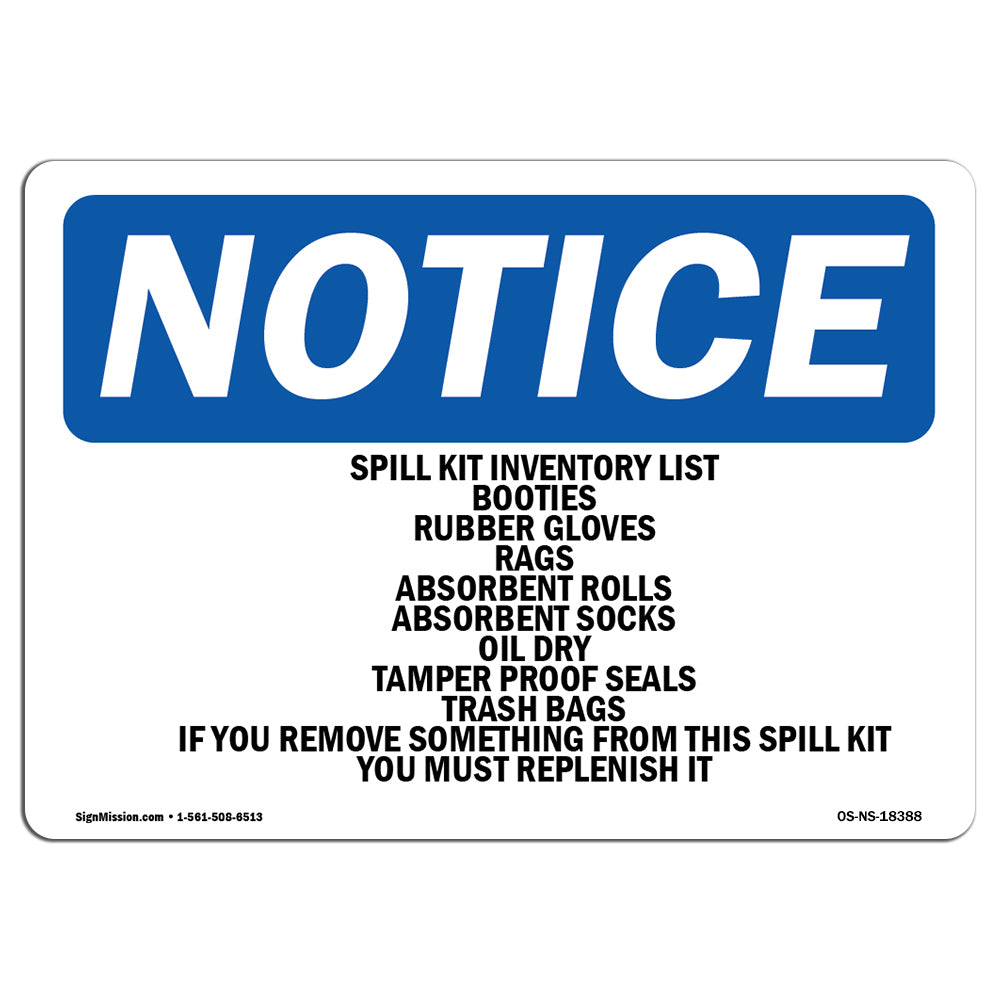 Spill Kit Inventory List Booties Rubber